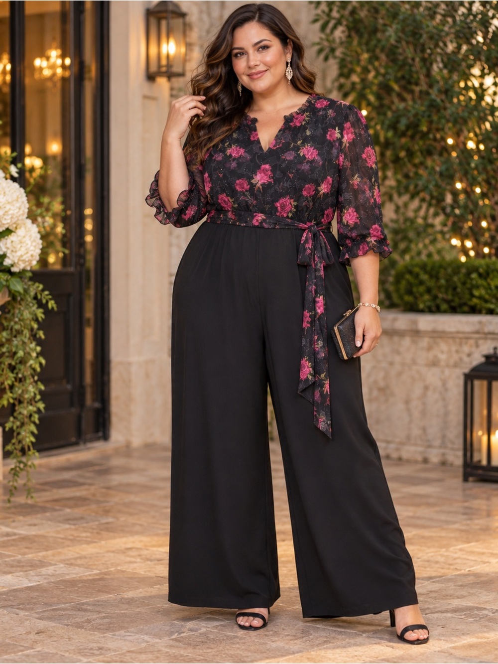 BloomChic Floral Bodice Wide Leg Jumpsuit NWT Size 18/20